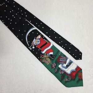 Yule Festive Santa Golf Green and Black‎ Tie